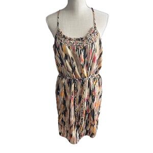 Banana Republic Women Abstract Braided Chest & Belt Mini Dress Sz 10 NWT Pockets